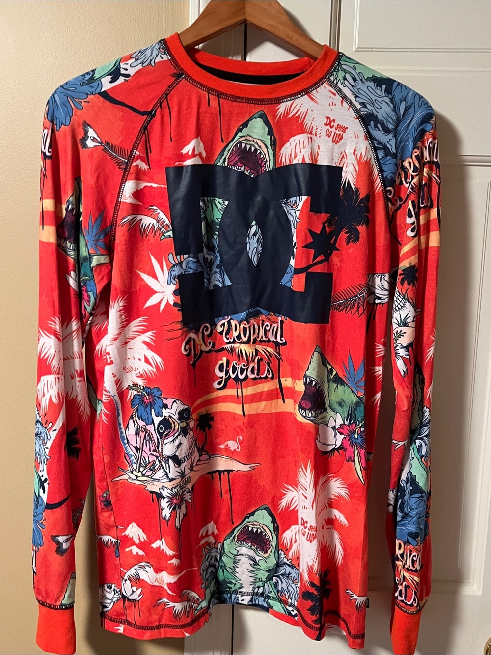DC Red Tropical Graphic Long Sleeve Shirt - Fall/Winter Layer